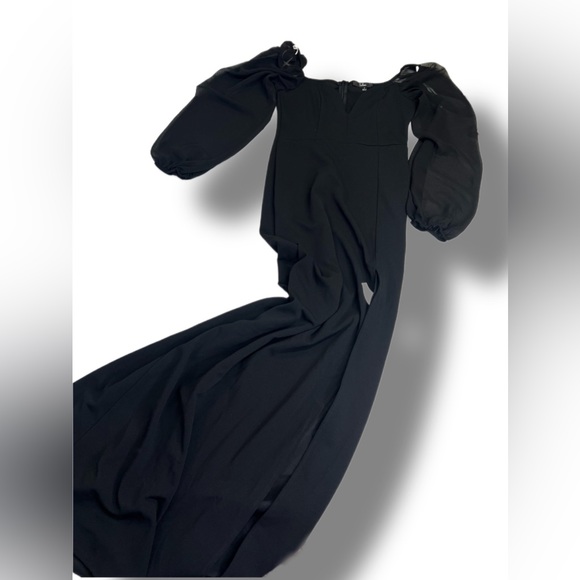 Lulu’s Oh The Drama Black Balloon Sleeve V-Neck Maxi Dress in Black Size Small - Picture 5 of 14